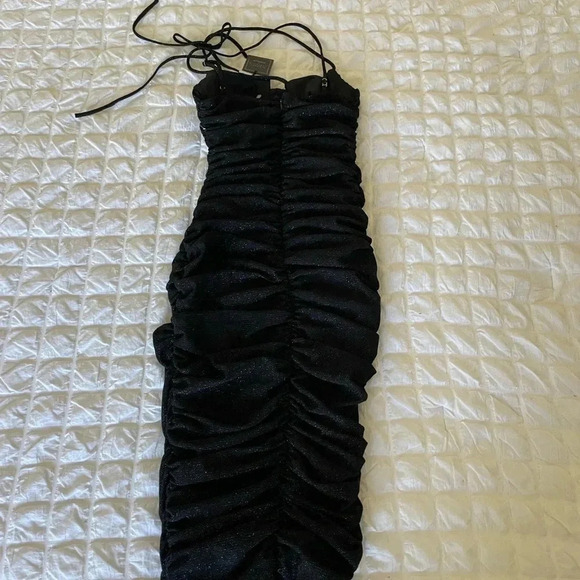 Revolve Michael Costello black Brigitte ruched metallic midi dress - Picture 10 of 14